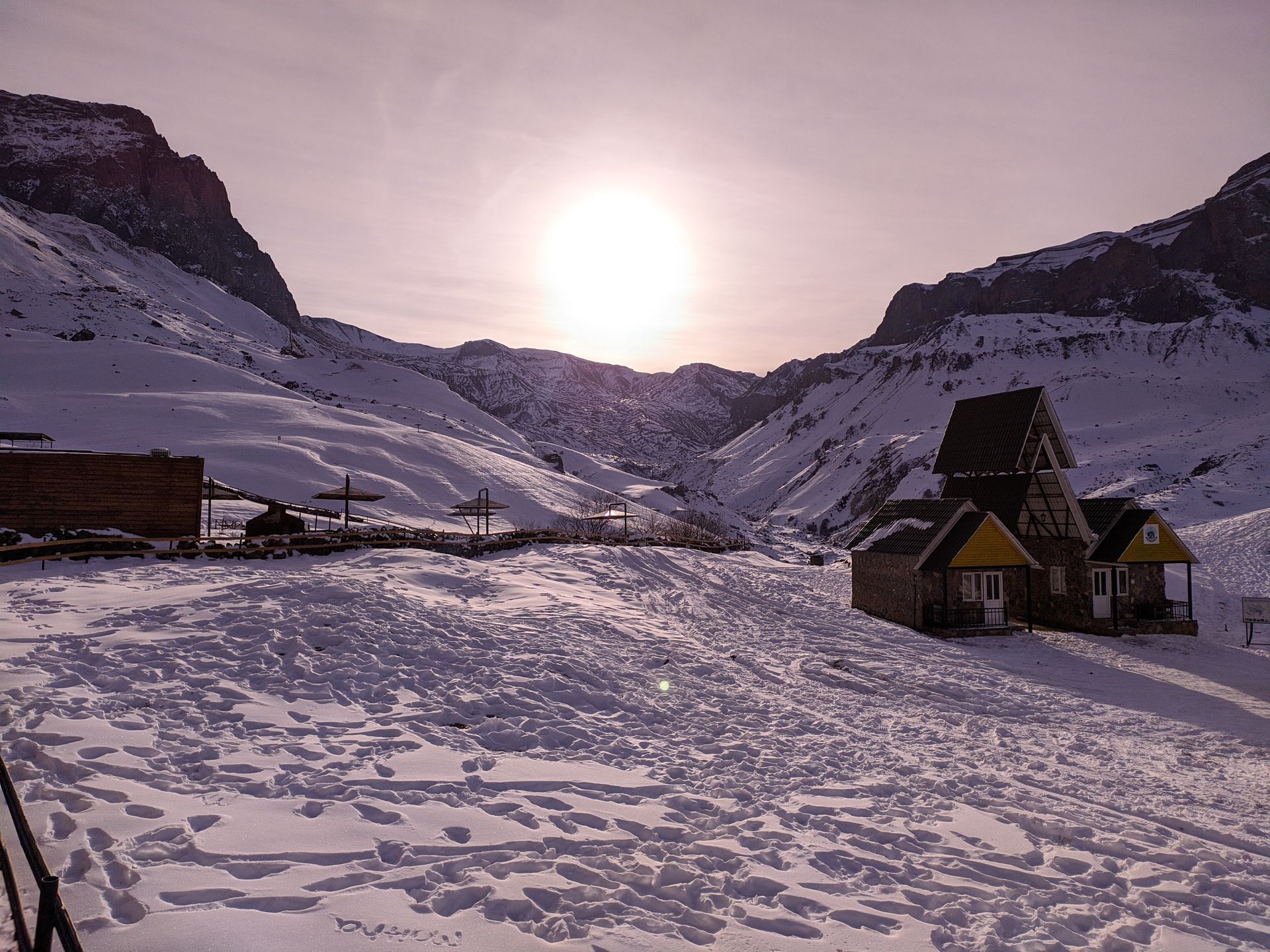 Hiking through alpine meadow